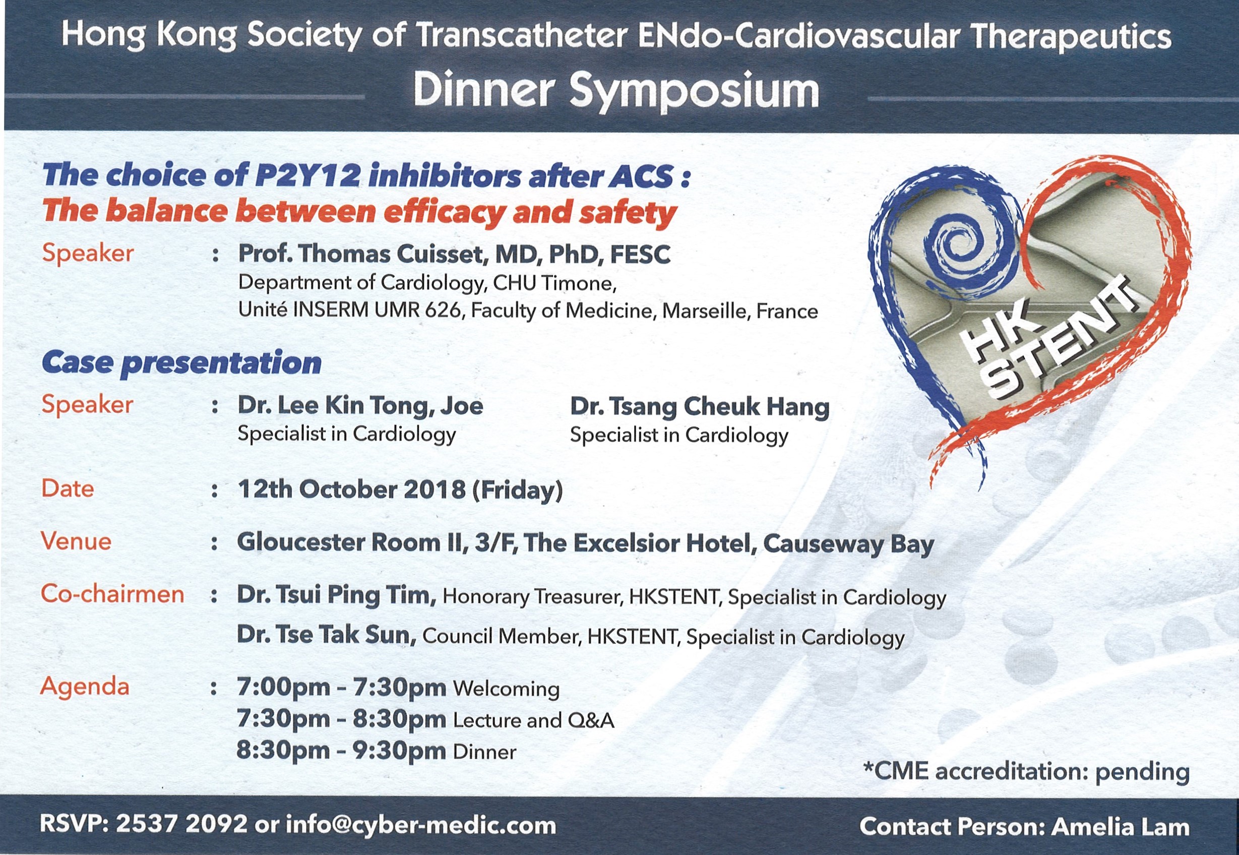 Dinner Symposium - The Choice of P2Y12 Inhibitors after ICS, 12 Oct 2018